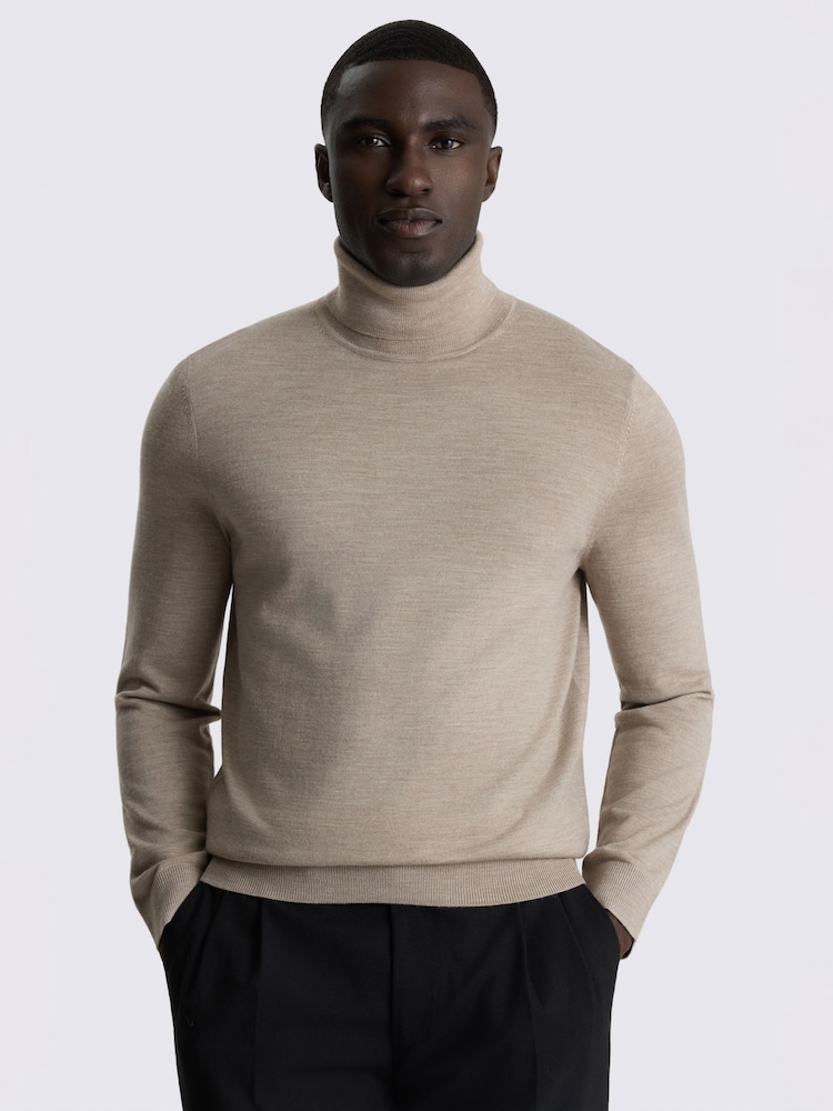 MOSS Natural Merino-Blend Roll Neck Jumper - Image 1 of 3 MOSS Natural Merino-Blend Roll Neck Jumper - Image 1 of 3