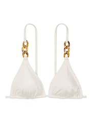 Victoria's Secret Coconut White Triangle Swim Chain Bikini Top - Image 3 of 3