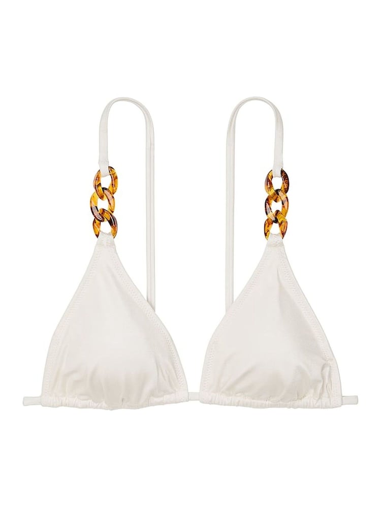 Victoria's Secret Coconut White Triangle Swim Chain Bikini Top - Image 3 of 3