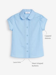 Blue Regular Fit Puff Sleeve Lace Trim School Blouse (3-14yrs) - Image 3 of 8