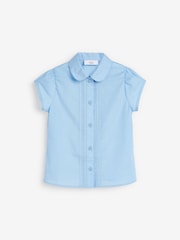Blue Regular Fit Puff Sleeve Lace Trim School Blouse (3-14yrs) - Image 6 of 8