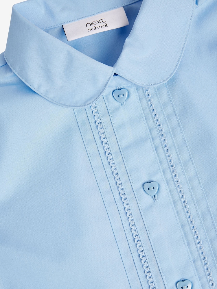 Blue Regular Fit Puff Sleeve Lace Trim School Blouse (3-14yrs) - Image 8 of 8