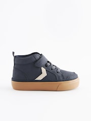 Navy Blue Standard Fit (F) Elastic Lace Touch Fastening Chevron Boots - Image 2 of 5