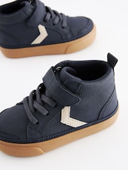 Navy Blue Standard Fit (F) Elastic Lace Touch Fastening Chevron Boots - Image 3 of 5