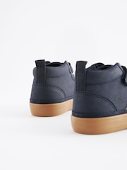 Navy Blue Standard Fit (F) Elastic Lace Touch Fastening Chevron Boots - Image 4 of 5