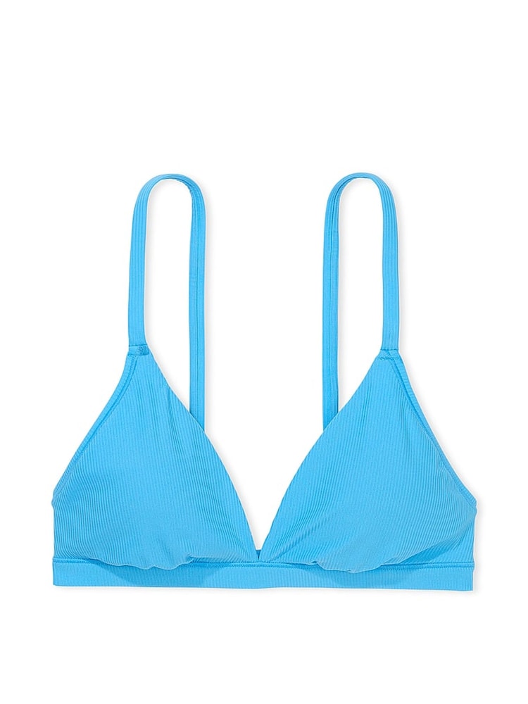 Victoria's Secret PINK Castaway Blue Rib Triangle Soft Stretch Bralette - Image 3 of 3 Victoria's Secret PINK Castaway Blue Rib Triangle Soft Stretch Bralette - Image 3 of 3