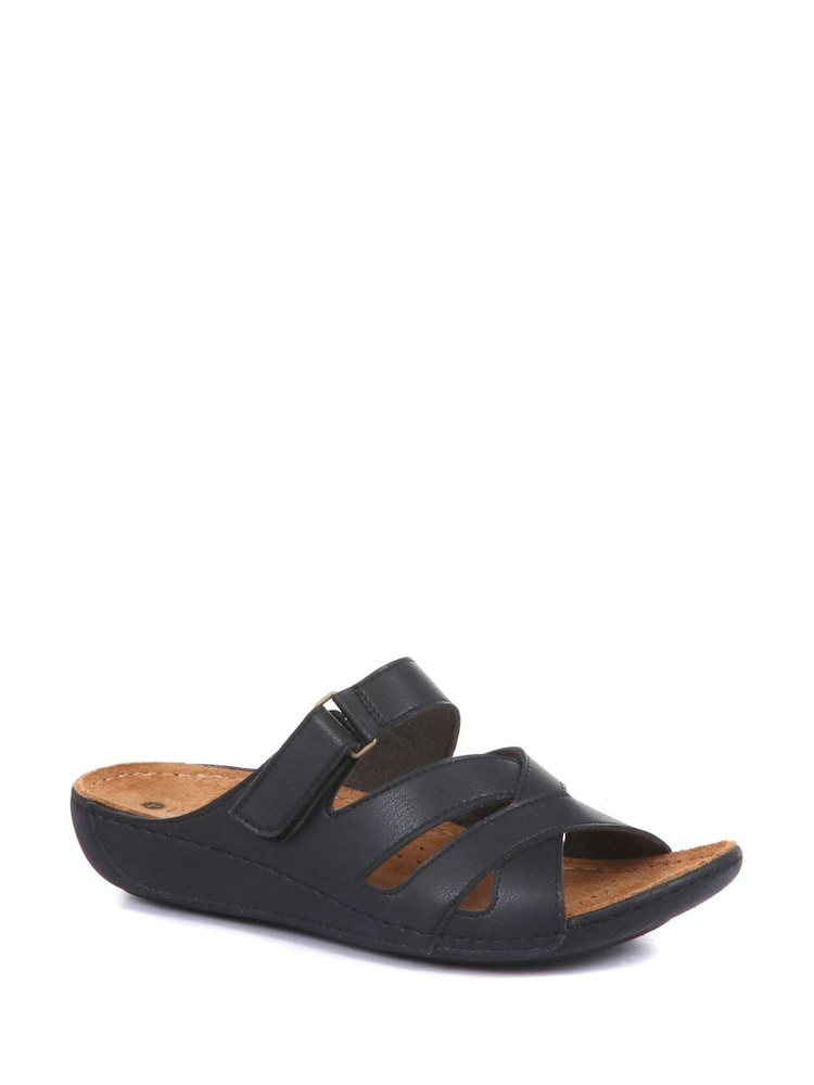 Pavers Black Ladies Touch Fasten Mules - Image 4 of 6