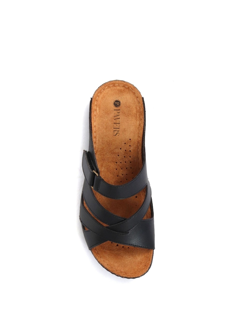 Pavers Black Ladies Touch Fasten Mules - Image 5 of 6
