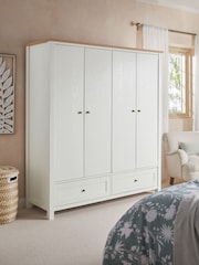 Chalk Malvern Paint Effect 4 door, 2 drawers Wardrobe - Image 1 of 11