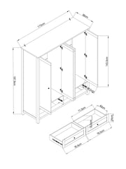 Chalk Malvern Paint Effect 4 door, 2 drawers Wardrobe - Image 11 of 11