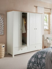 Chalk Malvern Paint Effect 4 door, 2 drawers Wardrobe - Image 3 of 11