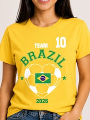 Brand Threads Yellow Brazil Football T-Shirt - Image 2 of 4