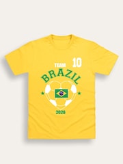 Brand Threads Yellow Brazil Football T-Shirt - Image 4 of 4
