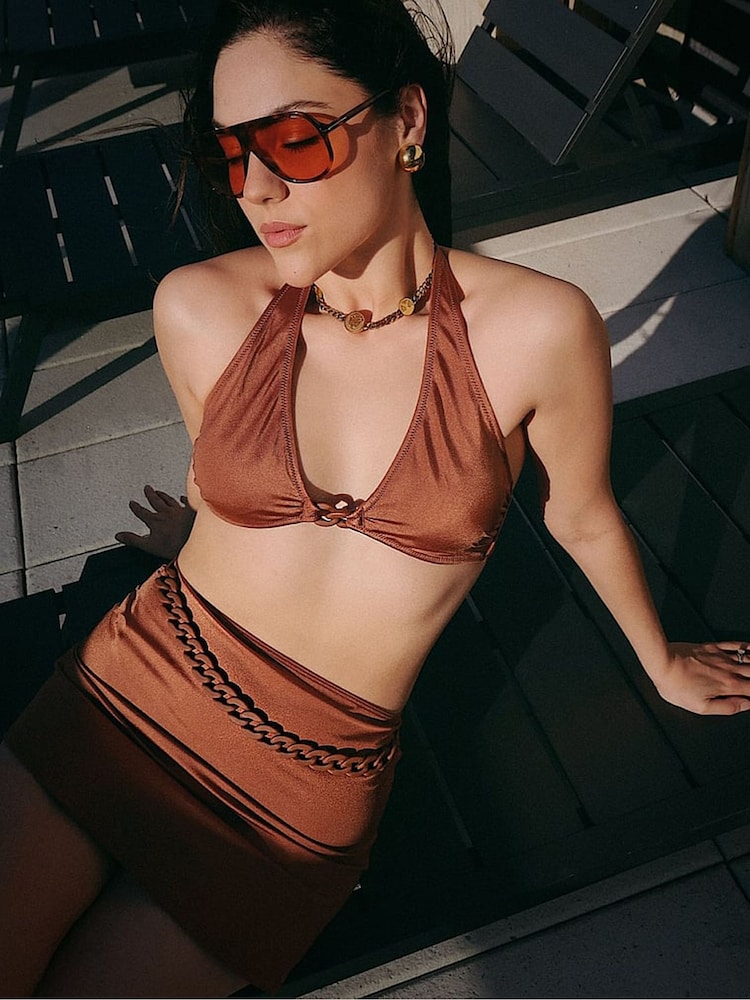 Victoria's Secret Caramel Brown Halter Swim Chain Bikini Top - Image 4 of 4