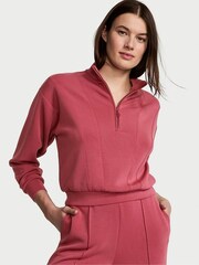 Victoria's Secret Deep Rose Pink Modal Half Zip Sweatshirt - Image 1 of 4