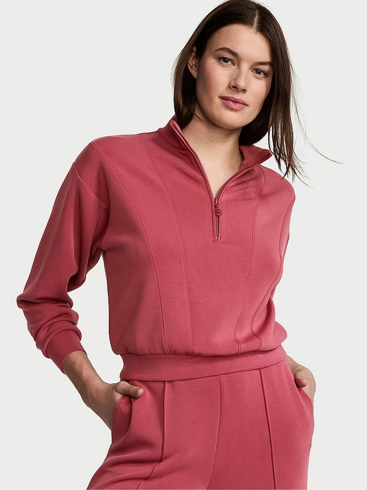 Victoria's Secret Deep Rose Pink Modal Half Zip Sweatshirt - Image 1 of 4