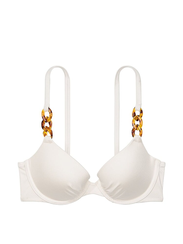 Victoria's Secret Coconut White Push Up Swim Chain Bikini Top - Image 3 of 3