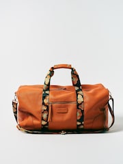 Oliver Bonas Orange Hattie Animal Print Weekend Bag - Image 1 of 5