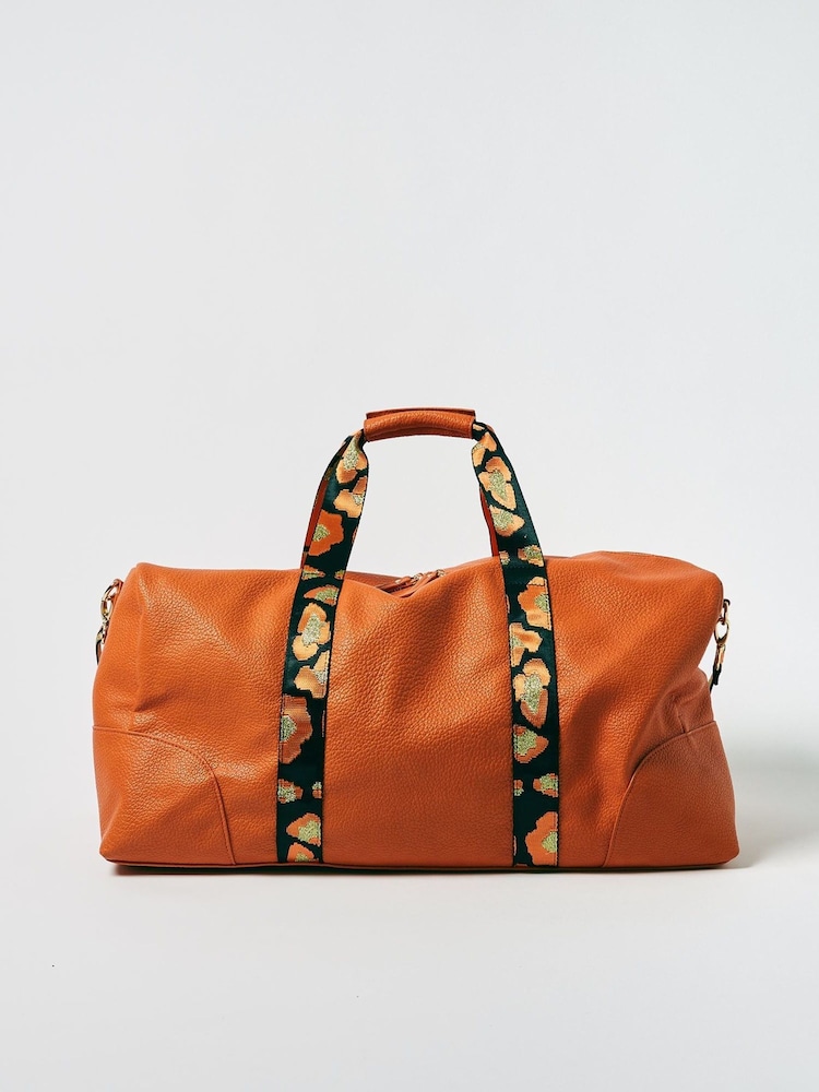 Oliver Bonas Orange Hattie Animal Print Weekend Bag - Image 2 of 5