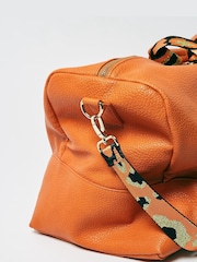 Oliver Bonas Orange Hattie Animal Print Weekend Bag - Image 5 of 5