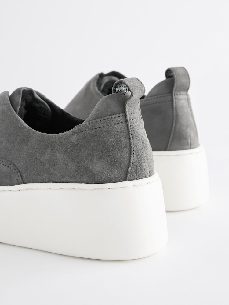 Grey Slip On Signature Forever Comfort® Leather Chunky Wedges Platform Trainers - Image 5 of 9