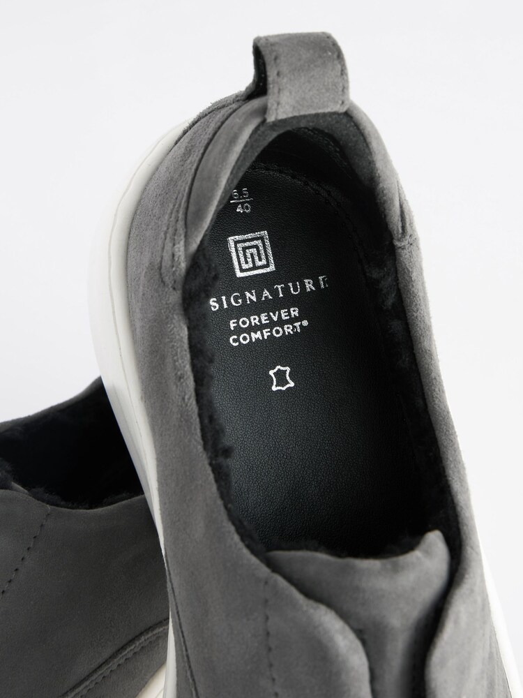 Grey Slip On Signature Forever Comfort® Leather Chunky Wedges Platform Trainers - Image 8 of 9