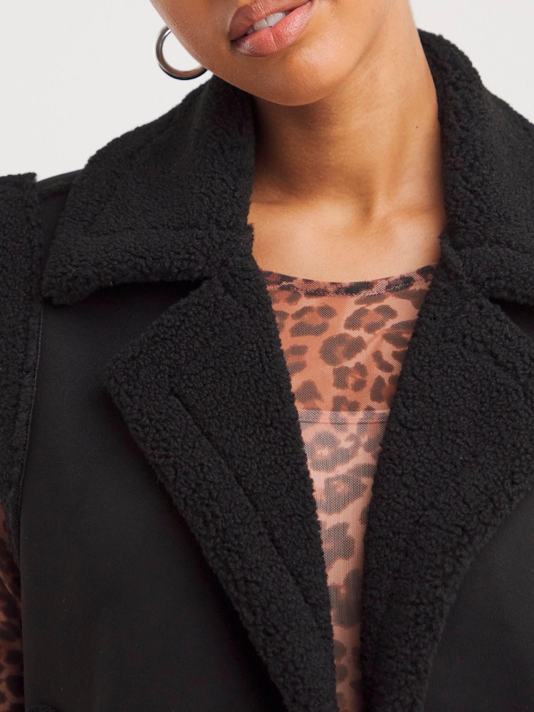 Simply Be Black Shearling Gilet - Image 4 of 4