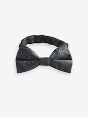 Black/Silver Paisley Bow Tie And Pocket Square Set - Image 2 of 4