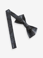 Black/Silver Paisley Bow Tie And Pocket Square Set - Image 3 of 4