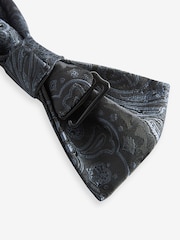 Black/Silver Paisley Bow Tie And Pocket Square Set - Image 4 of 4