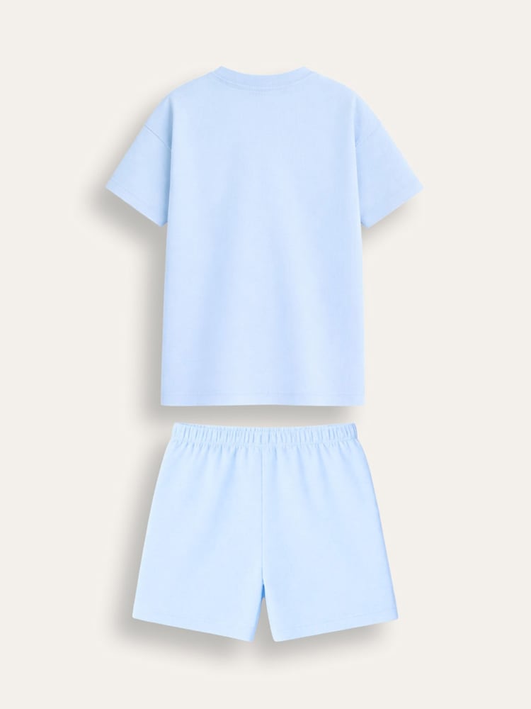 Brand Threads Blue Essentials Short Pyjamas Set - Image 4 of 4