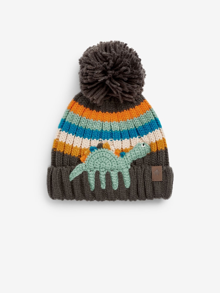Charcoal Grey Dinosaur Knitted Hat (3mths-10yrs) - Image 1 of 2
