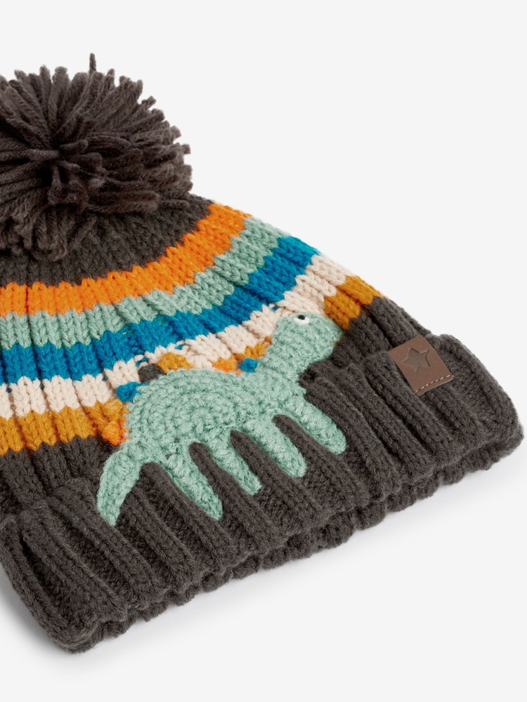 Charcoal Grey Dinosaur Knitted Hat (3mths-10yrs) - Image 2 of 2