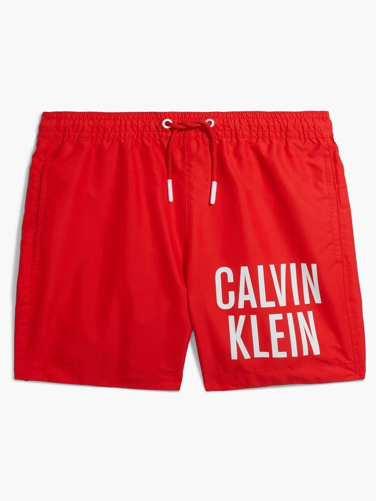 Calvin Klein Jungen Medium Badehose mit Kordelzug, Rot - Bild 1 von 1