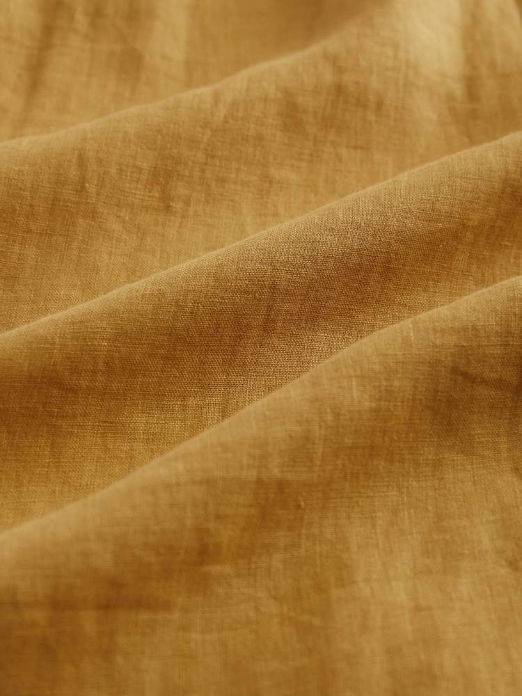 Mustard Yellow Premium 100% Linen Wide Leg Trousers - Image 6 of 6