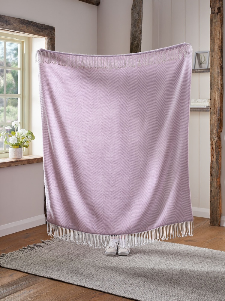 Lilac Purple Herringbone Throw - Image 2 of 4