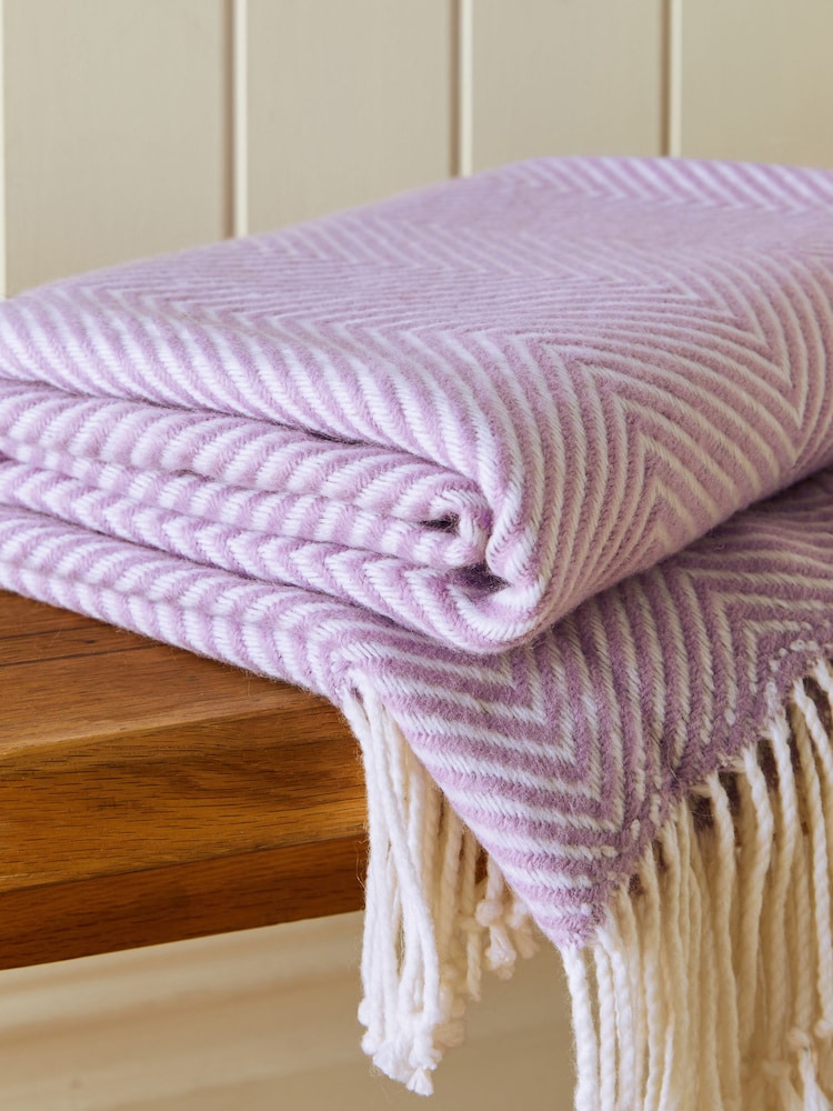 Lilac Purple Herringbone Throw - Image 3 of 4
