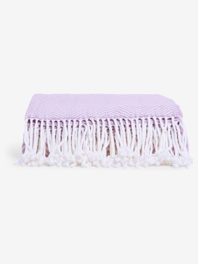 Lilac Purple Herringbone Throw - Image 4 of 4