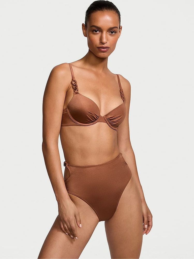 Victoria's Secret Caramel Brown Push Up Swim Chain Bikini Top - Image 1 of 3 Victoria's Secret Caramel Brown Push Up Swim Chain Bikini Top - Image 1 of 3