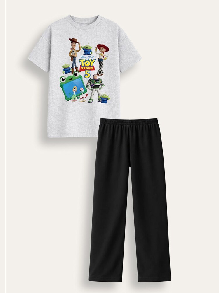 Brand Threads Grey Short Sleeve Pyjamas Set - Image 4 of 4