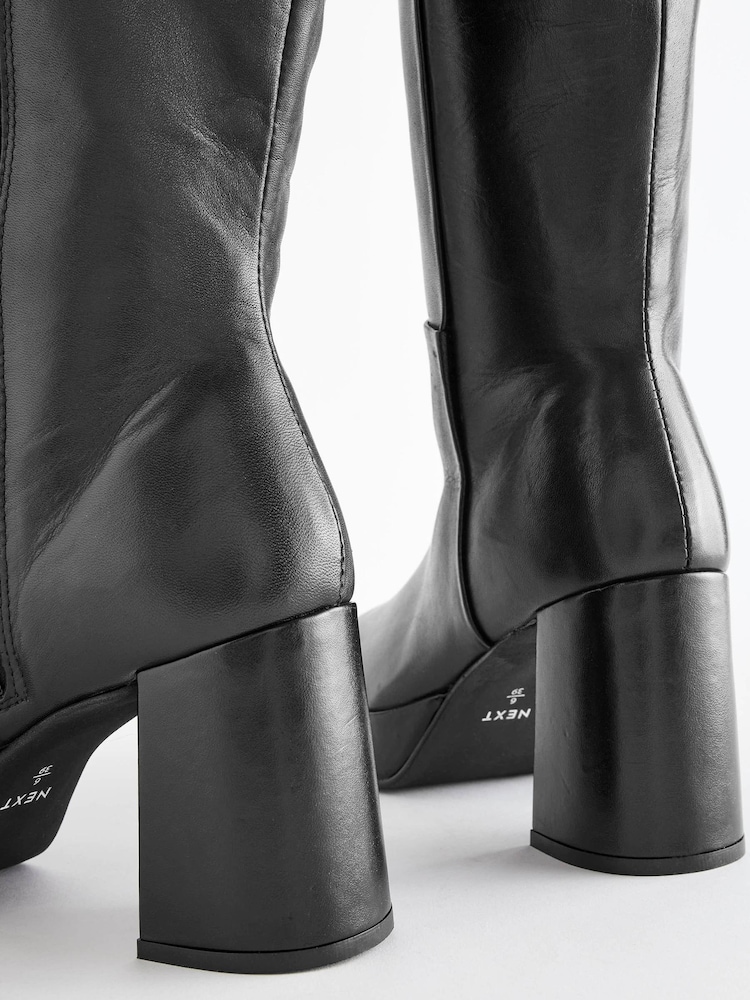 Black Forever Comfort® Square Toe Platform Knee High Boots - Image 10 of 10 Black Forever Comfort® Square Toe Platform Knee High Boots - Image 10 of 10