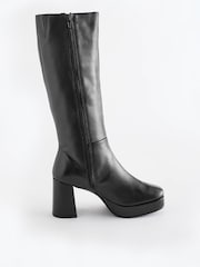 Black Forever Comfort® Square Toe Platform Knee High Boots - Image 6 of 10