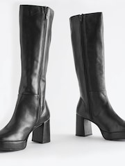 Black Forever Comfort® Square Toe Platform Knee High Boots - Image 7 of 10