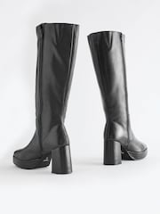 Black Forever Comfort® Square Toe Platform Knee High Boots - Image 8 of 10