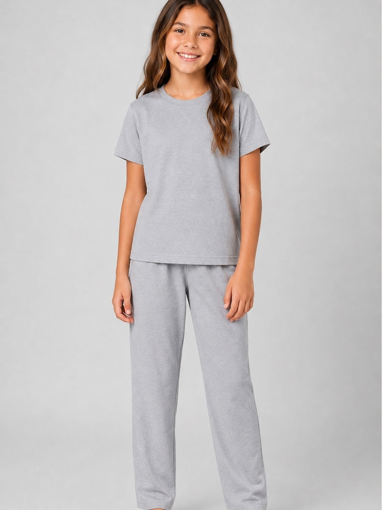 Brand Threads Grey Essentials Long Leg Pyjamas Set - Image 1 of 3