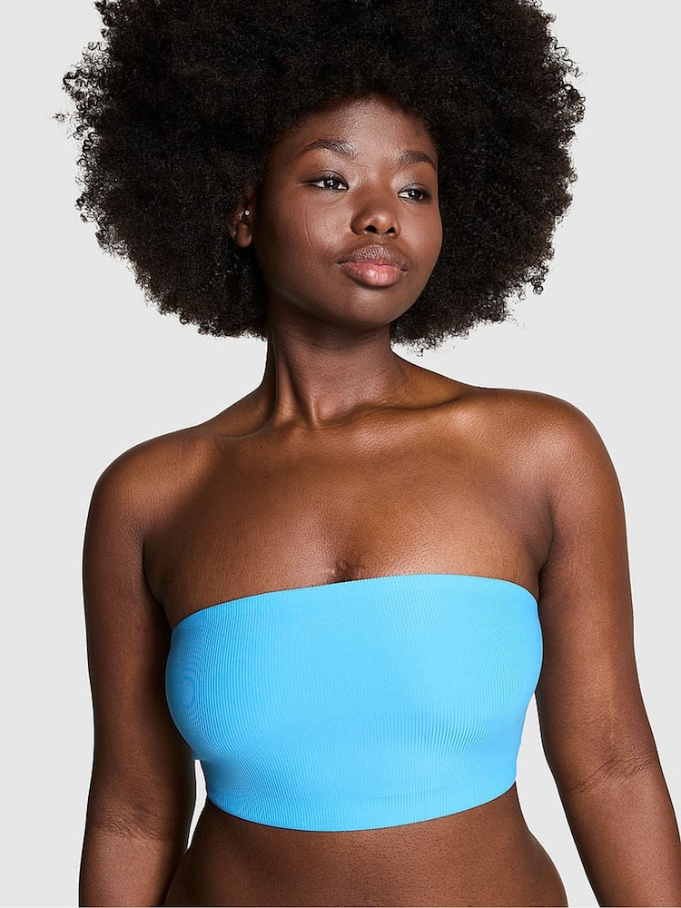 Victoria's Secret PINK Castaway Blue Rib Bandeau Soft Stretch Bralette - Image 1 of 3