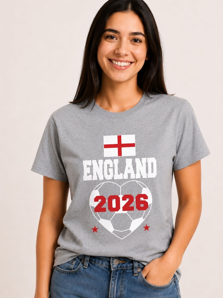 Brand Threads Grey England Football T-Shirt - Image 1 of 4 Brand Threads Grey England Football T-Shirt - Image 1 of 4