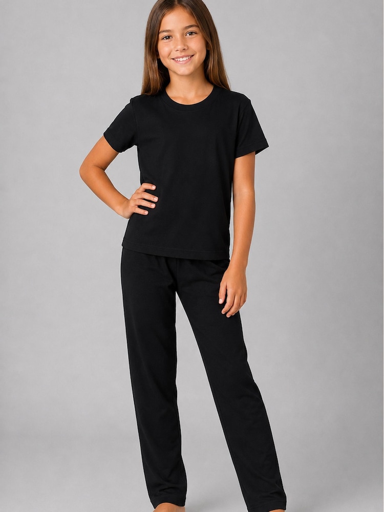 Brand Threads Black Essentials Long Leg Pyjamas Set - Image 1 of 4 Brand Threads Black Essentials Long Leg Pyjamas Set - Image 1 of 4