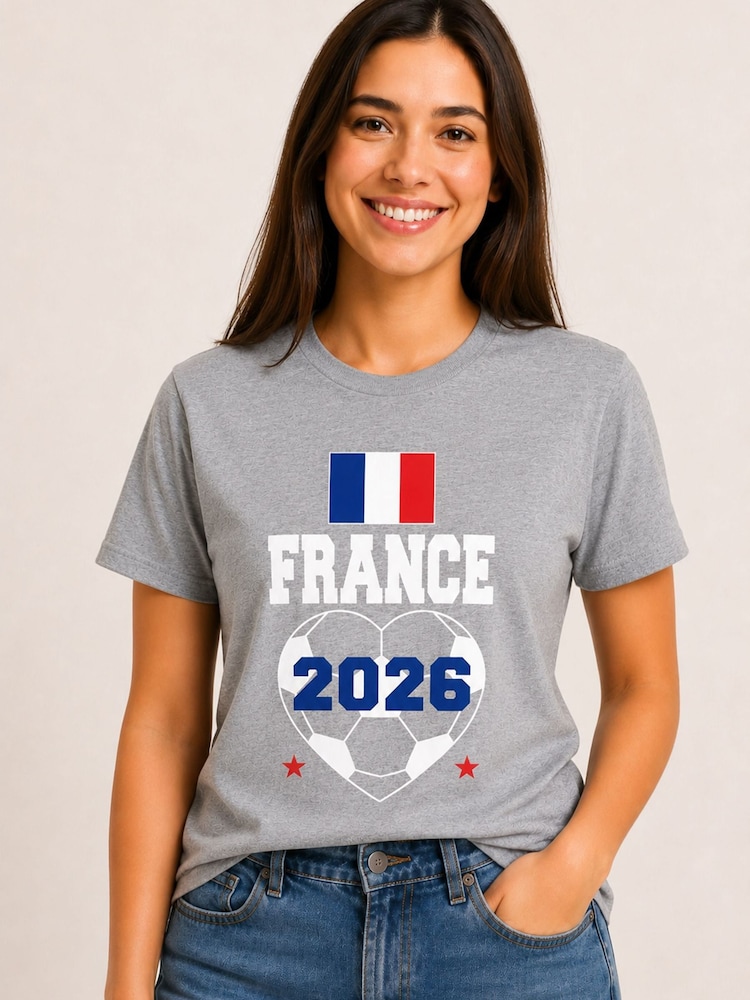 Brand Threads Grey France Football T-Shirt - Image 1 of 4 Brand Threads Grey France Football T-Shirt - Image 1 of 4
