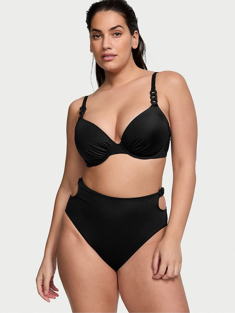 Victoria's Secret Nero Black Push Up Swim Chain Bikini Top - Image 1 of 3 Victoria's Secret Nero Black Push Up Swim Chain Bikini Top - Image 1 of 3